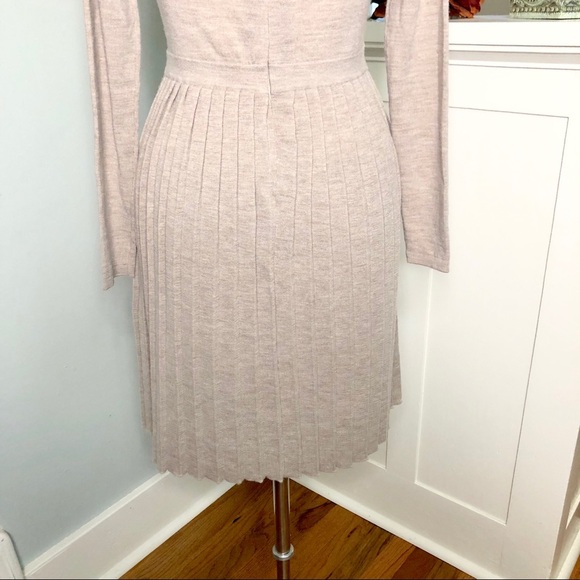 Tibi Cream Merino Wool Pleated Luxury Sweater Dress Long Sleeve Small - Picture 7 of 8